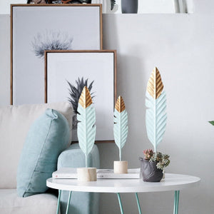 Modern Feather Wooden Decorations Simple Miniature Figurines for Living Room Table Office Home Decoration Accessories acacuss