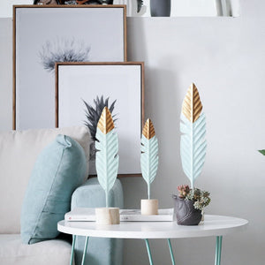 Modern Feather Wooden Decorations Simple Miniature Figurines for Living Room Table Office Home Decoration Accessories acacuss