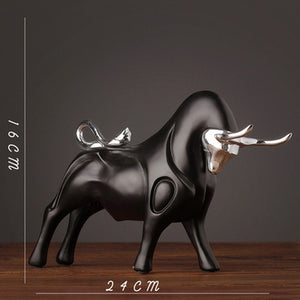 Modern Figurines Red and Black Bull Sculpture Resin Simulation Animal Statue Living Room Bookcase Crafts Accessories Home Decor acacuss