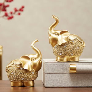 Modern Golden Home Oranemnts Resin Charms Animal Figurine Decoration Accessories Elephant Statue Living Room Office Desk Decor acacuss