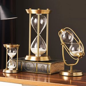 Modern Metal Hourglass Sand Timer Classical Office Bookshelf Study Ornaments Decor Desktop Sand Clock Timer Home Desk Decoration acacuss