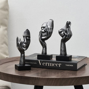 Modern Nordic Home Decor Human Face Miniatures Desk Accessories Thinker Sculptures Figurines Room Decoration Metal Figurine acacuss