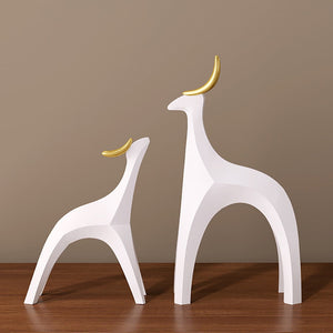 Modern Nordic Home Transparent Golden Reindeer Statue Living Room Decoration Tabletop Sculpture Resin Figurines Chrismas Gifts acacuss