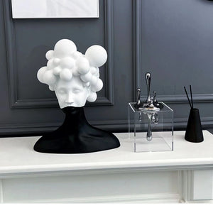 Modern Simple Art Figure Sculpture Resin Decoration Creative Black and White Girl Soft Decoration for Living Room acacuss