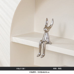 Modern Style Living Room Decoration Kawaii Rabbit Sculpture Ceramic Statue Home Decoration Accessories Home Decor Shelf Decor acacuss