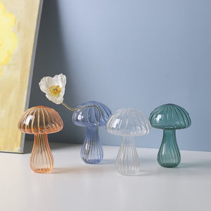 Mushroom Glass Vase Aromatherapy Bottle Creative Home Decor Table Hydroponic Simple Flower Vases Living Room Office Decoration acacuss