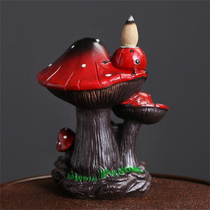 Mushroom Incense Waterfall Burner Portable Creative Incense Holder Home Mushroom Alpine Backflow Incense Burner Decor Ornament acacuss
