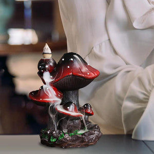 Mushroom Incense Waterfall Burner Portable Creative Incense Holder Home Mushroom Alpine Backflow Incense Burner Decor Ornament acacuss