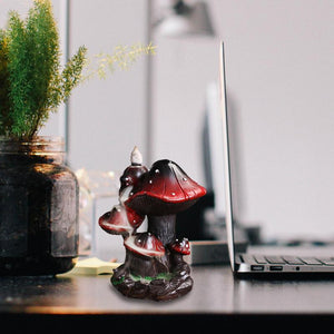 Mushroom Incense Waterfall Burner Portable Creative Incense Holder Home Mushroom Alpine Backflow Incense Burner Decor Ornament acacuss
