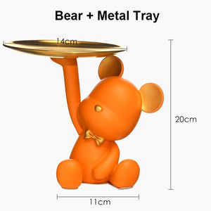 NEW Resin Bear Storage Tray Nordic Creative Figurines Ornaments Porch Desk Home Decoration Keys Candy Storage Home Decor acacuss