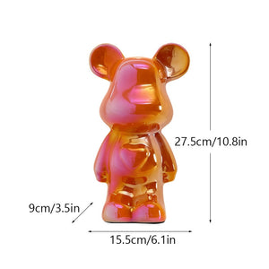 NORTHEUINS Ceramic Luxury Violence Bear Figurines Colorful Electroplated Teddy Bear Collection Item Living Room Decor Ornaments acacuss