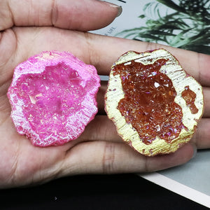 Natural Agate Electroplated Colourful Cornucopia Reiki Healing Raw Crystal Geode Specimen Room Decor Mineral Home Decoration acacuss