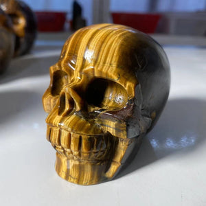 Natural Stone Skeletons, Tiger Eye Stone Skeletons, Crystal Healing Gifts, Crafts, Home Decor, Polished Figurines, Halloween Dec acacuss