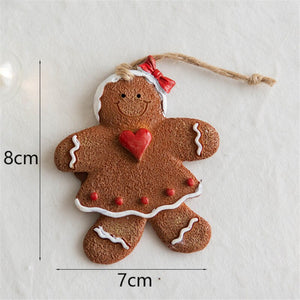 2023 Navidad Christmas Resin Gingerbread Man Pendant Christmas Tree Ornaments Christmas Decorations for Home 2024 New Year Gift acacuss