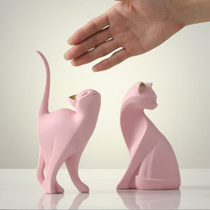 New Arrival Pink Cat Home Decoration, Creative Cat Statue, Living Room Bedroom Desktop Decoration, Resin Sculpture Craft Gift acacuss