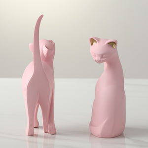 New Arrival Pink Cat Home Decoration, Creative Cat Statue, Living Room Bedroom Desktop Decoration, Resin Sculpture Craft Gift acacuss