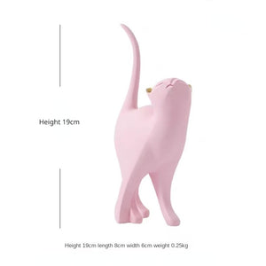 New Arrival Pink Cat Home Decoration, Creative Cat Statue, Living Room Bedroom Desktop Decoration, Resin Sculpture Craft Gift acacuss