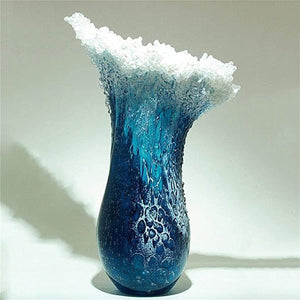 New Arrival Sea Ocean Wave Vase Handmade Resin Art Flower Pot Ornament Modern Desktop Living Room Creative Home Decor acacuss
