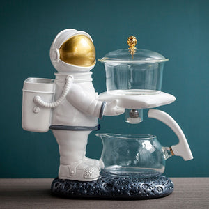 New Astronaut Creative Fish Magnetic Teapot Glass Lazy Automatic Tea Making Household Pu'er Oolong Tea Set Infuser Drinking acacuss