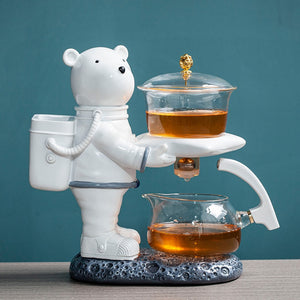 New Astronaut Creative Fish Magnetic Teapot Glass Lazy Automatic Tea Making Household Pu'er Oolong Tea Set Infuser Drinking acacuss