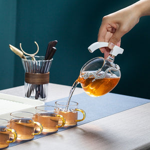 New Astronaut Creative Fish Magnetic Teapot Glass Lazy Automatic Tea Making Household Pu'er Oolong Tea Set Infuser Drinking acacuss
