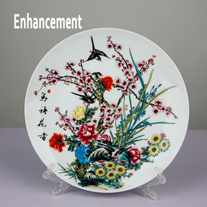 New Chinese Style Lucky Ceramic Ornamental Plate Chinese Decoration Dish Plate Porcelain Plate Set Wedding Gift acacuss