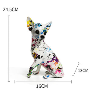 New Colored Chihuahua Bulldog Resin Sculpture Figurine Statue Office Home Decoration Ornaments Desktop Handmade Craft Modern Art acacuss