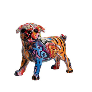 New Colored Chihuahua Bulldog Resin Sculpture Figurine Statue Office Home Decoration Ornaments Desktop Handmade Craft Modern Art acacuss