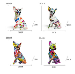 New Colored Chihuahua Bulldog Resin Sculpture Figurine Statue Office Home Decoration Ornaments Desktop Handmade Craft Modern Art acacuss