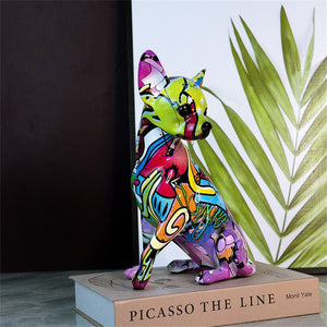 New Colored Chihuahua Bulldog Resin Sculpture Figurine Statue Office Home Decoration Ornaments Desktop Handmade Craft Modern Art acacuss