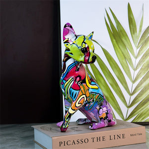 New Colored Chihuahua Bulldog Resin Sculpture Figurine Statue Office Home Decoration Ornaments Desktop Handmade Craft Modern Art acacuss