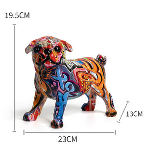 New Colored Chihuahua Bulldog Resin Sculpture Figurine Statue Office Home Decoration Ornaments Desktop Handmade Craft Modern Art acacuss