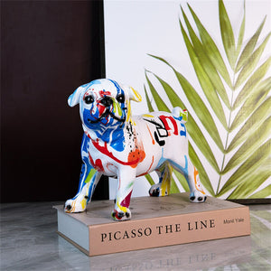 New Colored Chihuahua Bulldog Resin Sculpture Figurine Statue Office Home Decoration Ornaments Desktop Handmade Craft Modern Art acacuss