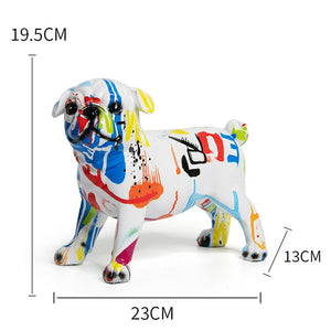 New Colored Chihuahua Bulldog Resin Sculpture Figurine Statue Office Home Decoration Ornaments Desktop Handmade Craft Modern Art acacuss