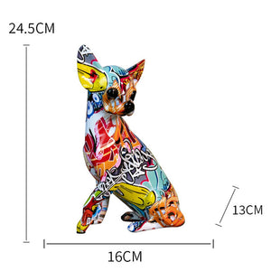 New Colored Chihuahua Bulldog Resin Sculpture Figurine Statue Office Home Decoration Ornaments Desktop Handmade Craft Modern Art acacuss