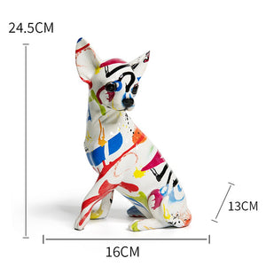 New Colored Chihuahua Bulldog Resin Sculpture Figurine Statue Office Home Decoration Ornaments Desktop Handmade Craft Modern Art acacuss