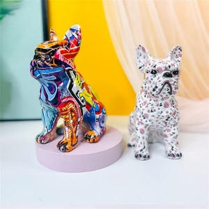 New Colored French Bulldog Resin Sculpture Figurine Statue Office Home Decoration Ornaments Desktop Handmade Craft Modern Art acacuss