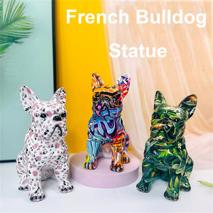 New Colored French Bulldog Resin Sculpture Figurine Statue Office Home Decoration Ornaments Desktop Handmade Craft Modern Art acacuss