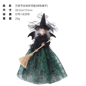New Halloween Home Decoration Ghost Festival Non woven Witch Doll Tree Top Star Desktop Decoration Doll Pendant acacuss