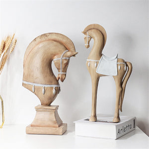 New Nordic Ancient Horse Statue Resin Sculpture Figurine Office Home Decoration Ornaments Desktop Handmade Craft Modern Art acacuss