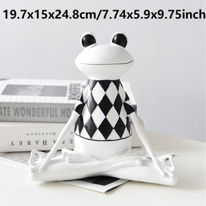 New Nordic Syle Yoga Frog Statue Resin Sculpture Figurine Office Home Decoration Desktop Decor Handmade Craft Modern Art acacuss