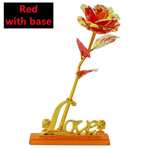 New Valentine's Day 24K Foil Plated Rose Gold Rose Lasts Forever Love Wedding Decor Lover Lighting Roses Creative Gifts 2023 acacuss