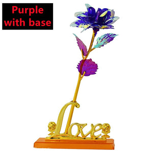 New Valentine's Day 24K Foil Plated Rose Gold Rose Lasts Forever Love Wedding Decor Lover Lighting Roses Creative Gifts 2023 acacuss