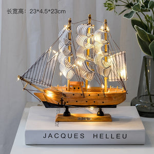 New Wooden Sailboat Model Office Living Room Decoration Crafts Nautical Decoration Creative Model Home Decoration Birthday Gift acacuss