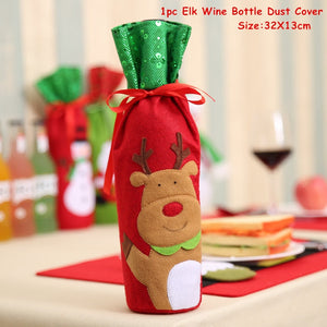 2024 New Year Christmas Wine Bottle Covers Bag Holiday Champagne Bottle Cover Merry Christmas Table Decorations for Home Xmas acacuss