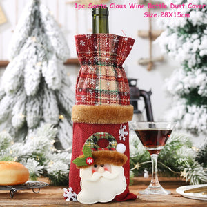 2024 New Year Christmas Wine Bottle Covers Bag Holiday Champagne Bottle Cover Merry Christmas Table Decorations for Home Xmas acacuss