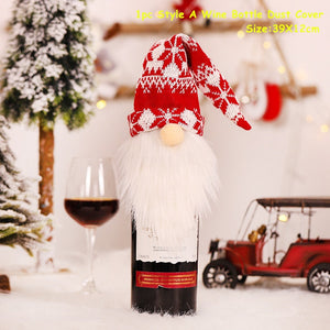2024 New Year Christmas Wine Bottle Covers Bag Holiday Champagne Bottle Cover Merry Christmas Table Decorations for Home Xmas acacuss
