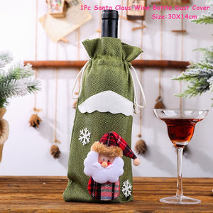 2024 New Year Christmas Wine Bottle Covers Bag Holiday Champagne Bottle Cover Merry Christmas Table Decorations for Home Xmas acacuss