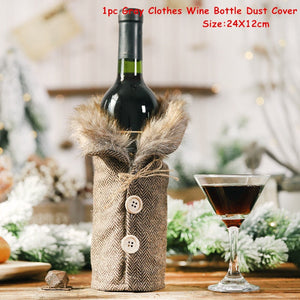 2024 New Year Christmas Wine Bottle Covers Bag Holiday Champagne Bottle Cover Merry Christmas Table Decorations for Home Xmas acacuss