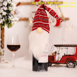 2024 New Year Christmas Wine Bottle Covers Bag Holiday Champagne Bottle Cover Merry Christmas Table Decorations for Home Xmas acacuss